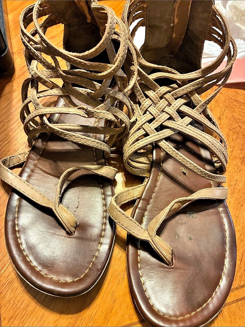 Aldo Strappy Sandals in Brown & Tan EU 38